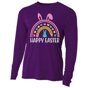 Cute Happy Easter School Teacher Student Bunny Cooling Performance Long Sleeve Crew