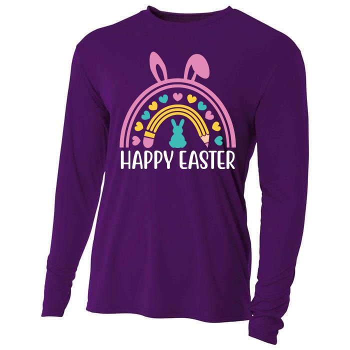 Cute Happy Easter School Teacher Student Bunny Cooling Performance Long Sleeve Crew