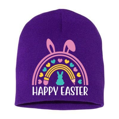 Cute Happy Easter School Teacher Student Bunny Short Acrylic Beanie