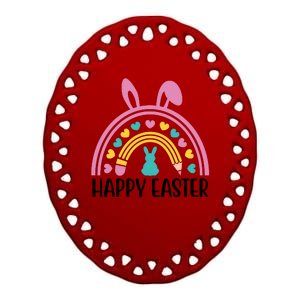 Cute Happy Easter School Teacher Student Bunny Ceramic Oval Ornament