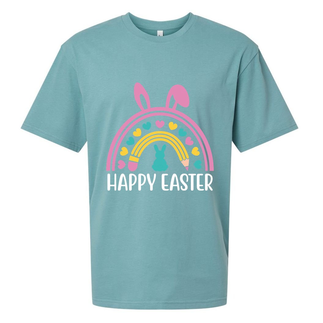 Cute Happy Easter School Teacher Student Bunny Sueded Cloud Jersey T-Shirt
