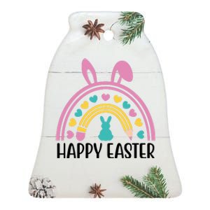 Cute Happy Easter School Teacher Student Bunny Ceramic Bell Ornament