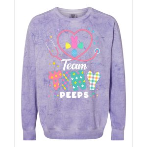 Cute Happy Easter Team Tiny Peeps Nurse Doctor Stethoscope Colorblast Crewneck Sweatshirt