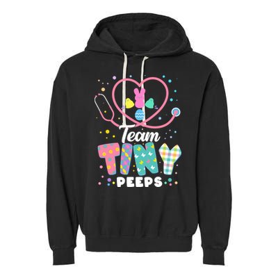Cute Happy Easter Team Tiny Peeps Nurse Doctor Stethoscope Garment-Dyed Fleece Hoodie
