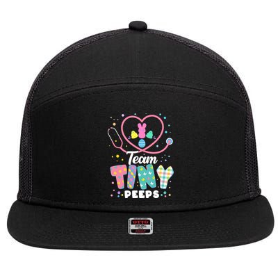 Cute Happy Easter Team Tiny Peeps Nurse Doctor Stethoscope 7 Panel Mesh Trucker Snapback Hat