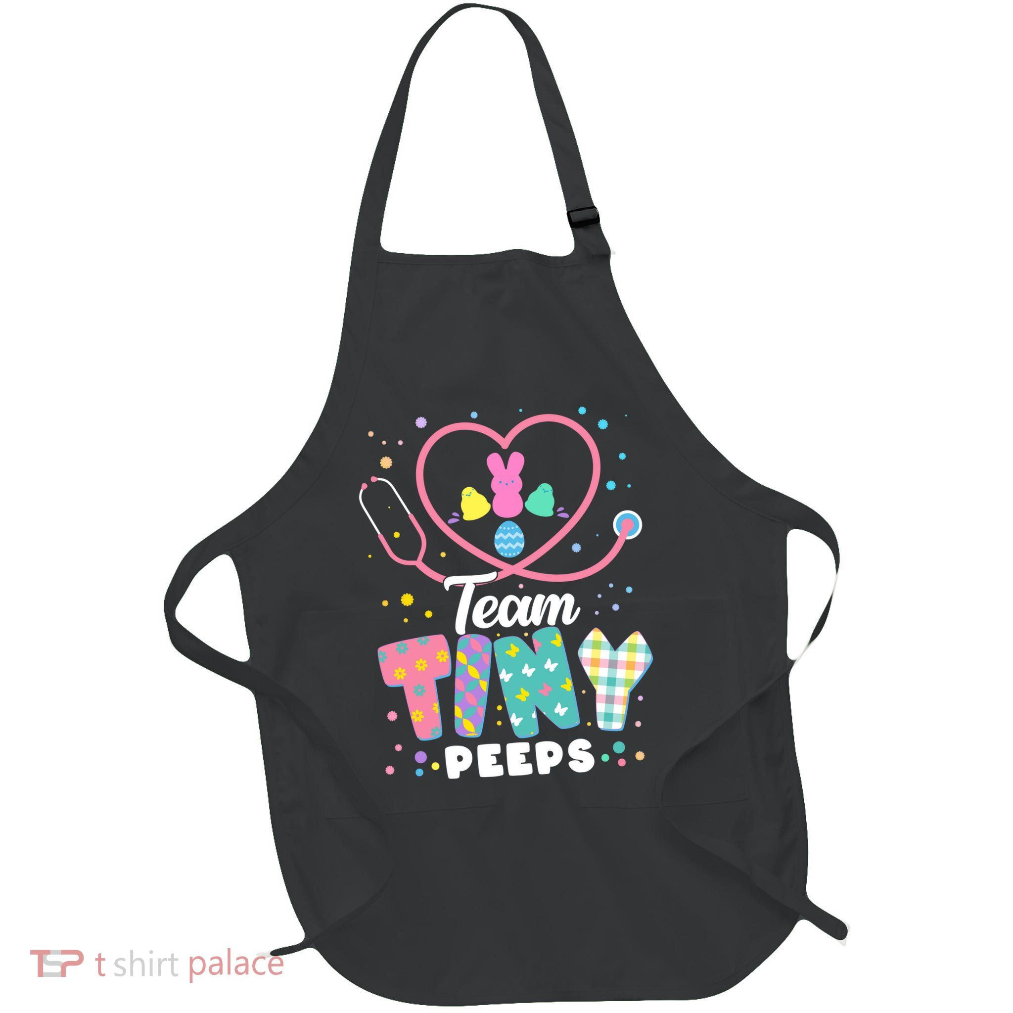 Cute Happy Easter Team Tiny Peeps Nurse Doctor Stethoscope Full-Length Apron With Pockets