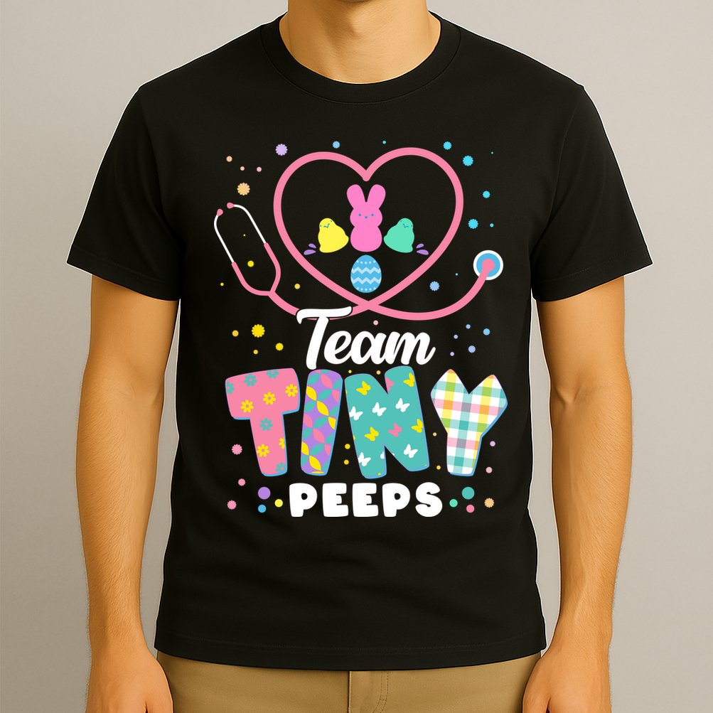 Cute Happy Easter Team Tiny Peeps Nurse Doctor Stethoscope T-Shirt