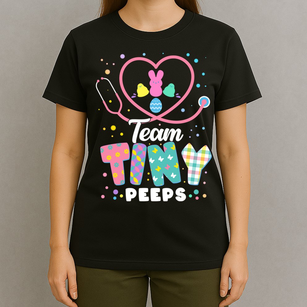Cute Happy Easter Team Tiny Peeps Nurse Doctor Stethoscope T-Shirt