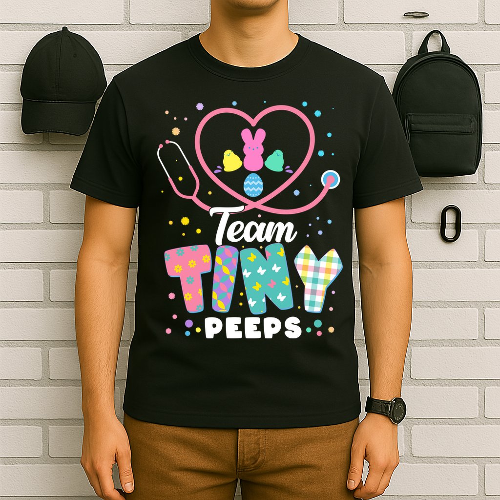 Cute Happy Easter Team Tiny Peeps Nurse Doctor Stethoscope T-Shirt
