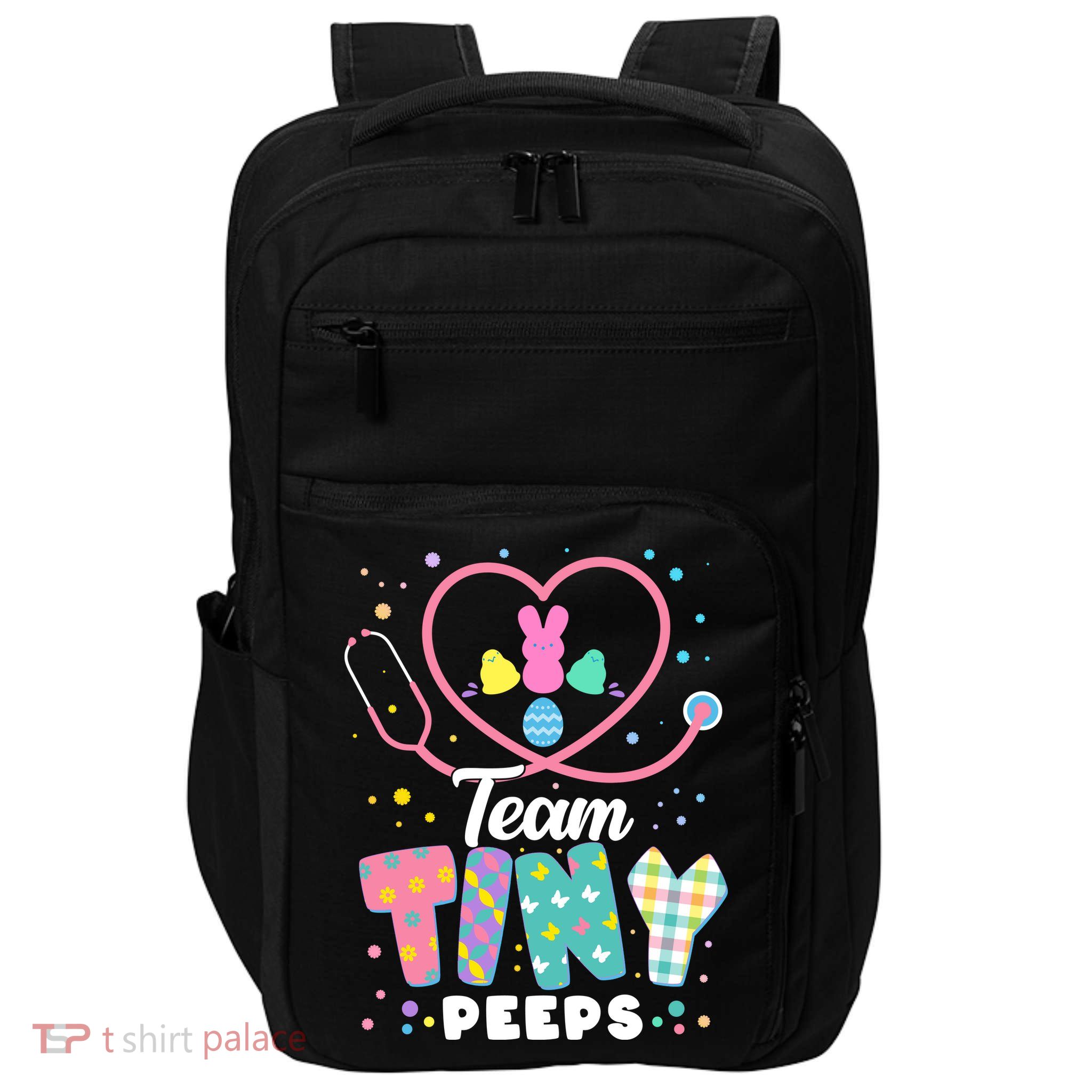Cute Happy Easter Team Tiny Peeps Nurse Doctor Stethoscope Impact Tech Backpack