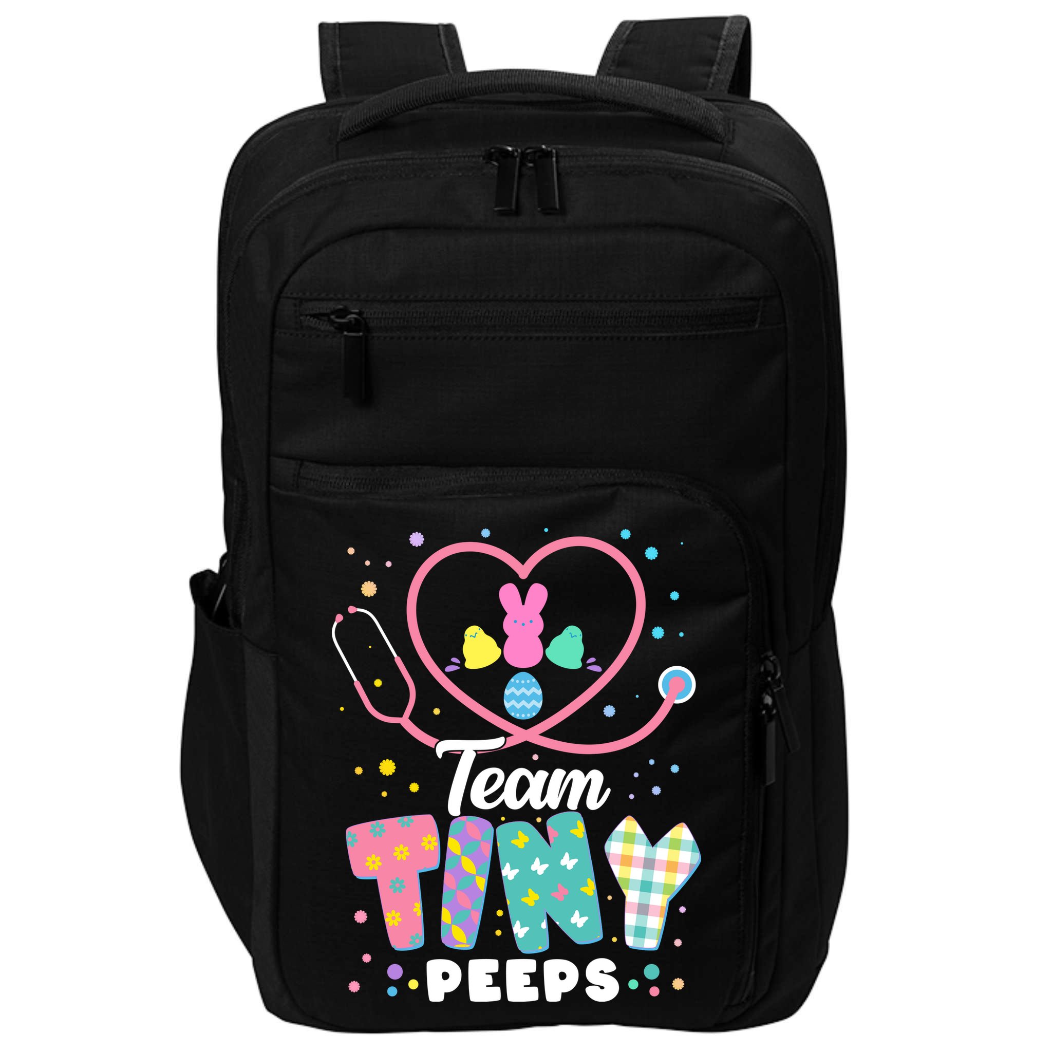Cute Happy Easter Team Tiny Peeps Nurse Doctor Stethoscope Impact Tech Backpack