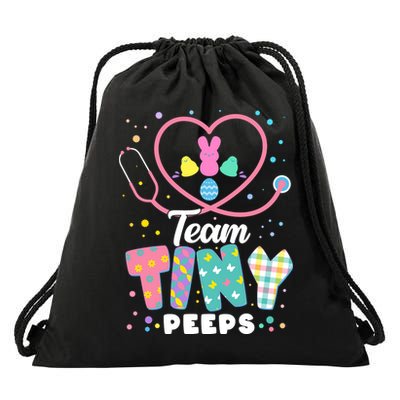 Cute Happy Easter Team Tiny Peeps Nurse Doctor Stethoscope Drawstring Bag