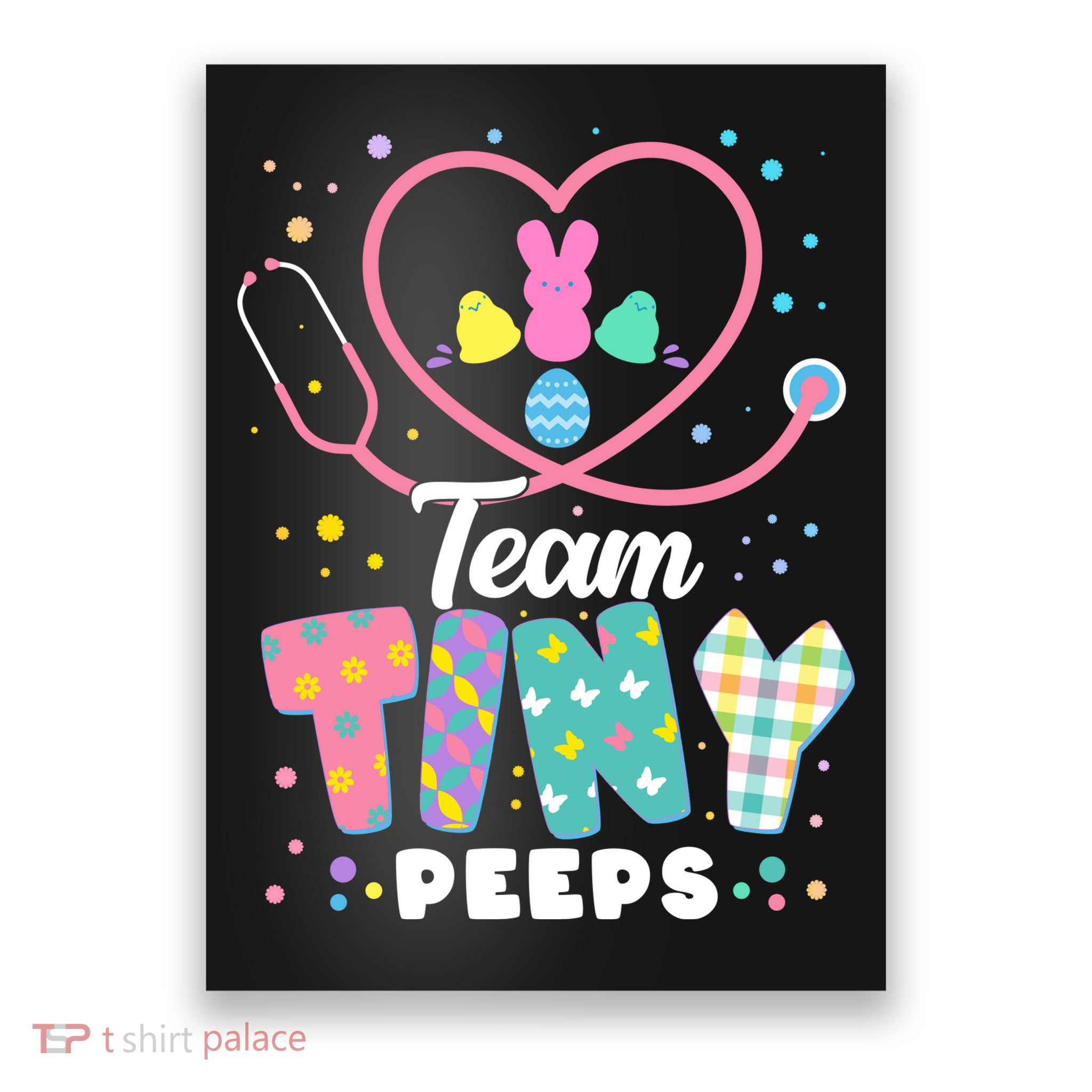 Cute Happy Easter Team Tiny Peeps Nurse Doctor Stethoscope Poster