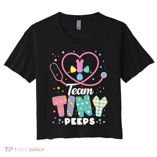 Cute Happy Easter Team Tiny Peeps Nurse Doctor Stethoscope Crop Top