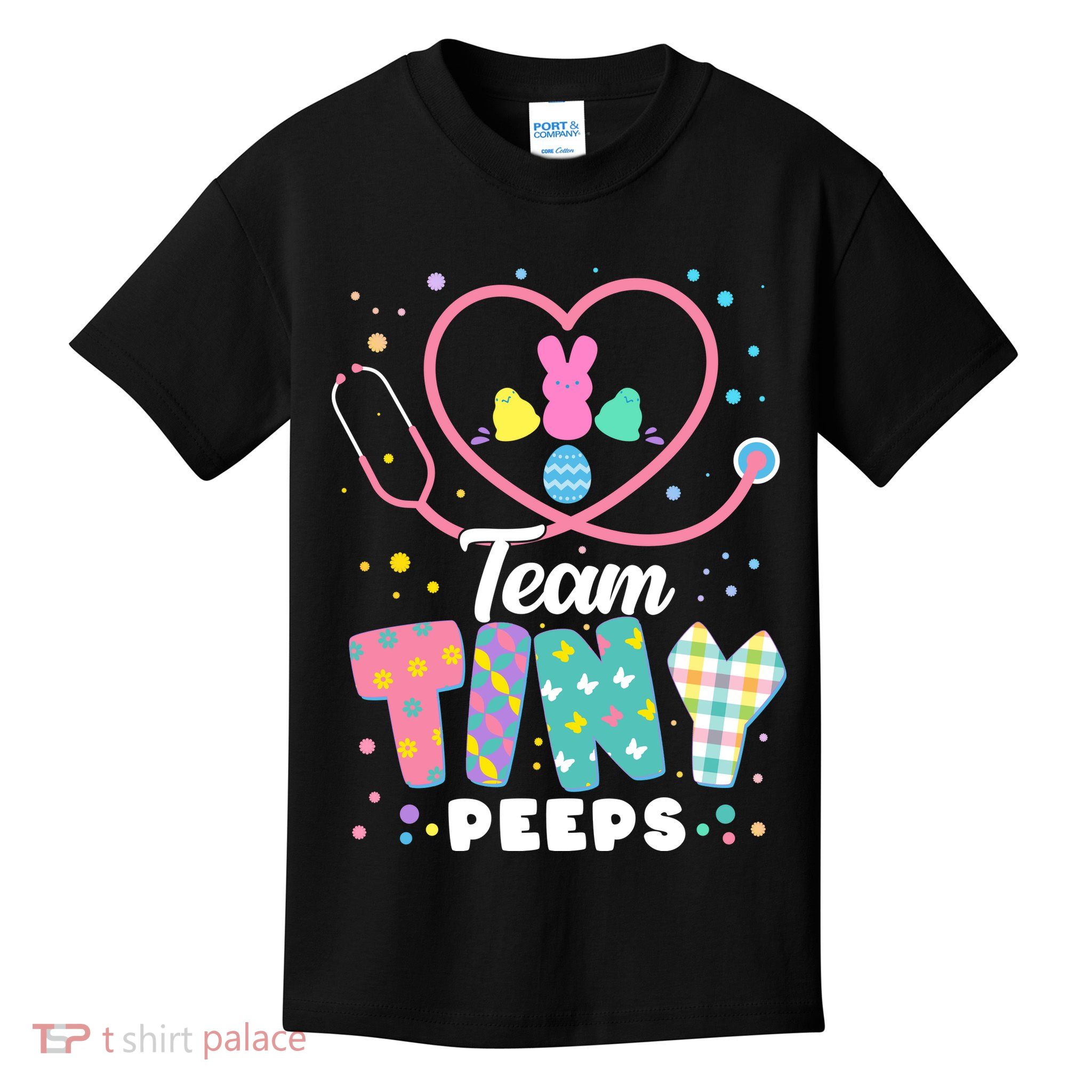 Cute Happy Easter Team Tiny Peeps Nurse Doctor Stethoscope Kids T-Shirt