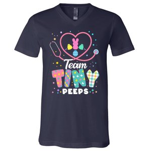 Cute Happy Easter Team Tiny Peeps Nurse Doctor Stethoscope V-Neck T-Shirt