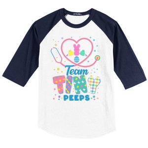 Cute Happy Easter Team Tiny Peeps Nurse Doctor Stethoscope Baseball Sleeve Shirt