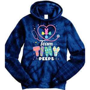 Cute Happy Easter Team Tiny Peeps Nurse Doctor Stethoscope Tie Dye Hoodie