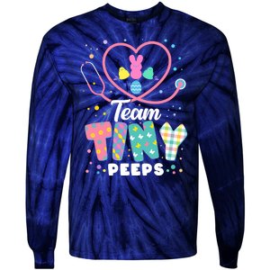 Cute Happy Easter Team Tiny Peeps Nurse Doctor Stethoscope Tie-Dye Long Sleeve Shirt