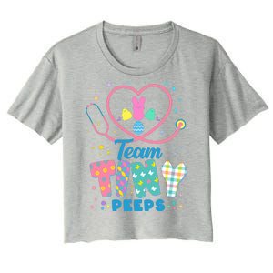 Cute Happy Easter Team Tiny Peeps Nurse Doctor Stethoscope Women's Crop Top Tee