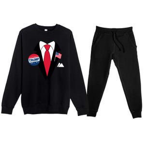 Costume Halloween Easy Tie And Suit Trump Donald Premium Crewneck Sweatsuit Set