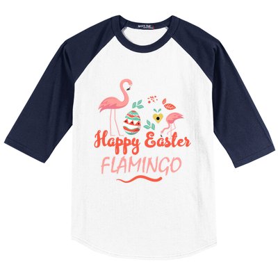 Cute Happy Easter Flamingo Design Teens Cool Gift Baseball Sleeve Shirt