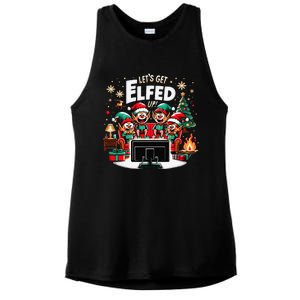 Christmas Hilarious Elves Party With Xmas Tree And Fireplace Ladies PosiCharge Tri-Blend Wicking Tank