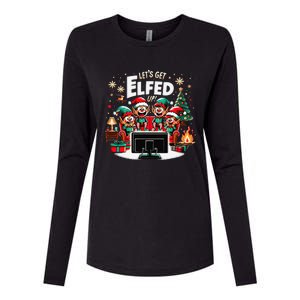 Christmas Hilarious Elves Party With Xmas Tree And Fireplace Womens Cotton Relaxed Long Sleeve T-Shirt