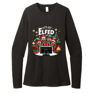 Christmas Hilarious Elves Party With Xmas Tree And Fireplace Womens CVC Long Sleeve Shirt