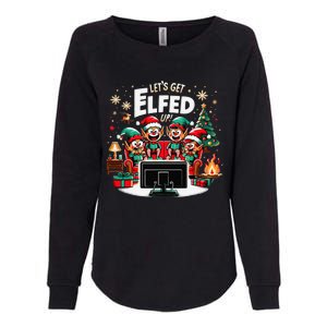 Christmas Hilarious Elves Party With Xmas Tree And Fireplace Womens California Wash Sweatshirt