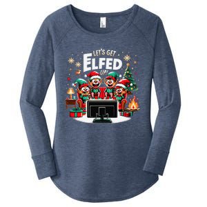 Christmas Hilarious Elves Party With Xmas Tree And Fireplace Women's Perfect Tri Tunic Long Sleeve Shirt