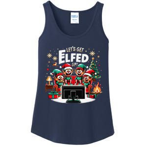 Christmas Hilarious Elves Party With Xmas Tree And Fireplace Ladies Essential Tank