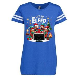 Christmas Hilarious Elves Party With Xmas Tree And Fireplace Enza Ladies Jersey Football T-Shirt