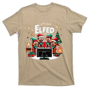 Christmas Hilarious Elves Party With Xmas Tree And Fireplace T-Shirt