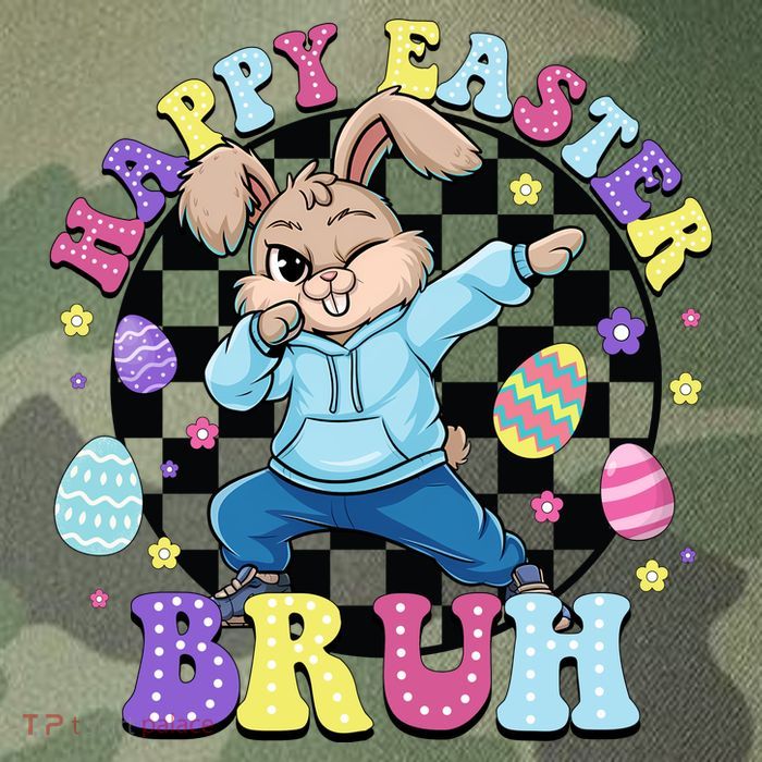 Checkered Happy Easter Bruh Bunny Legacy Tie Dye Trucker Hat