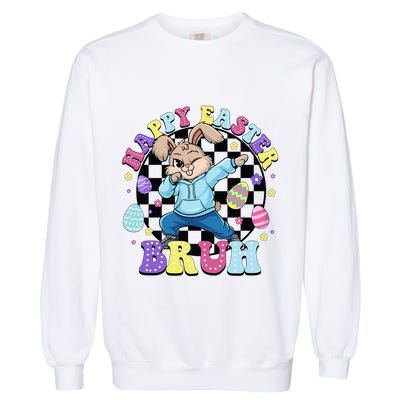 Checkered Happy Easter Bruh Bunny Garment-Dyed Sweatshirt