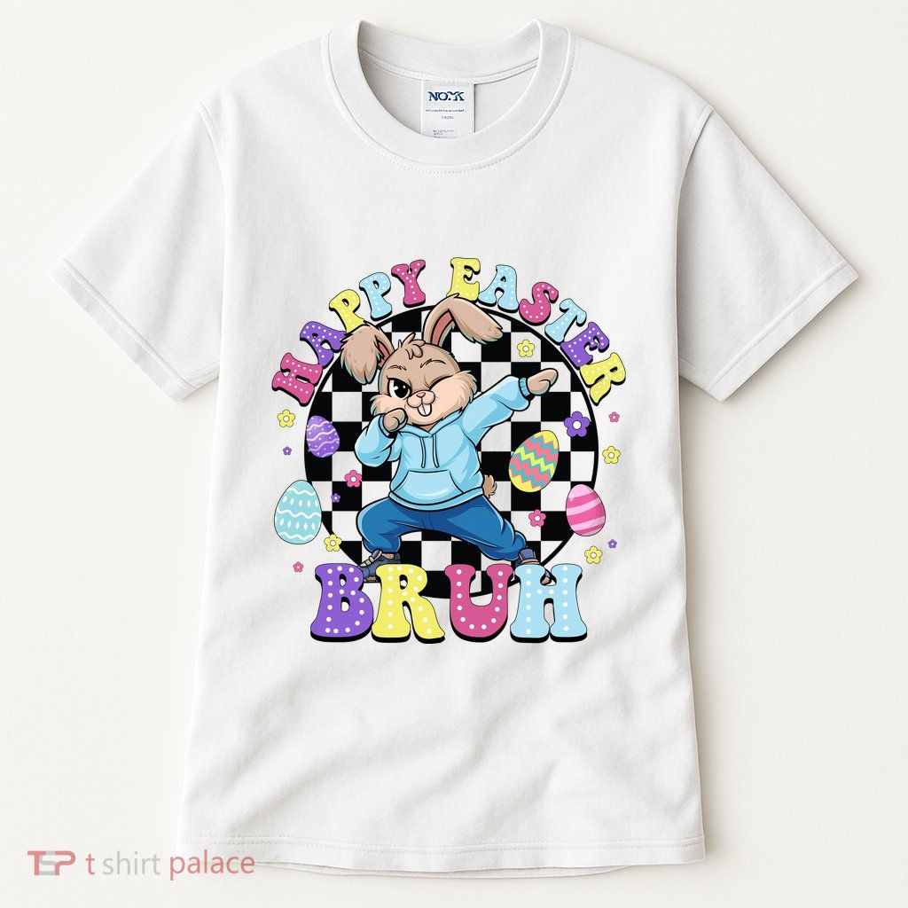 Checkered Happy Easter Bruh Bunny Tall T-Shirt