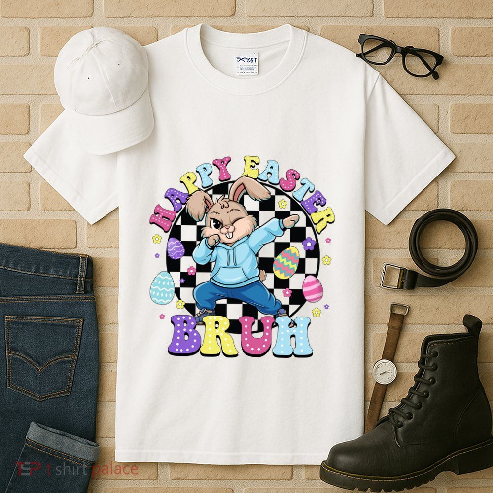 Checkered Happy Easter Bruh Bunny Tall T-Shirt