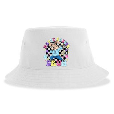 Checkered Happy Easter Bruh Bunny Sustainable Bucket Hat