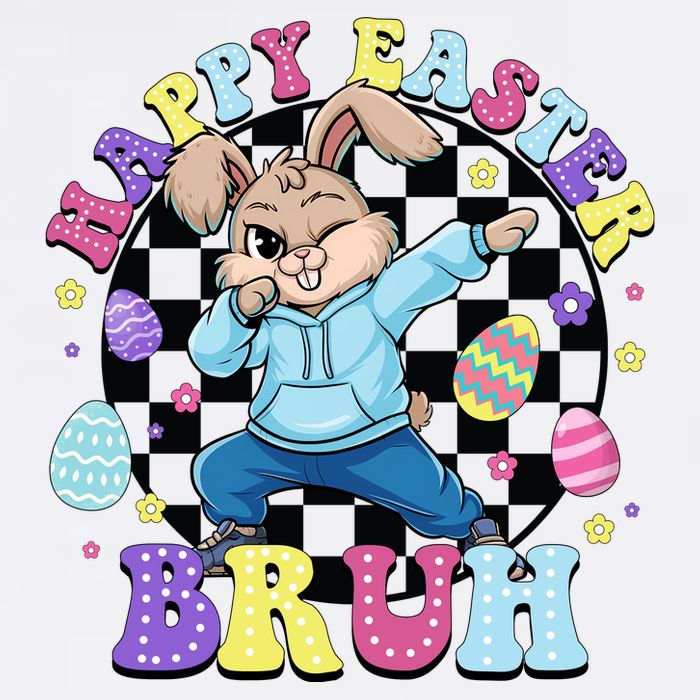 Checkered Happy Easter Bruh Bunny Adult Drive Performance Visor