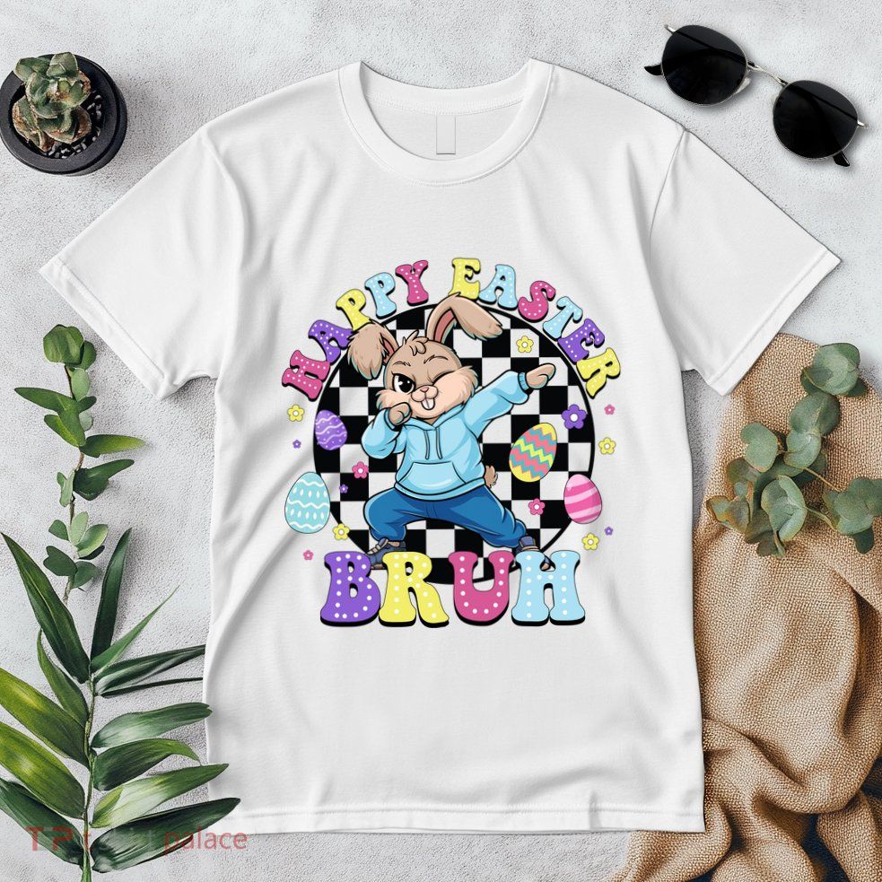 Checkered Happy Easter Bruh Bunny Premium T-Shirt