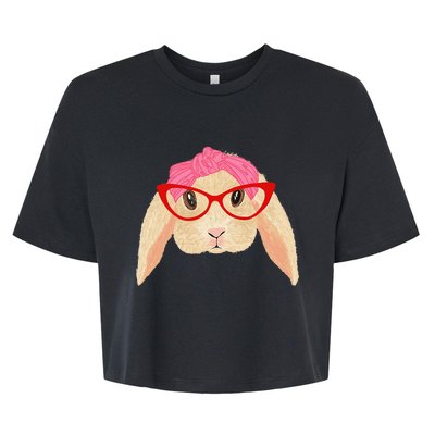 Cute Hipster Easter Bunny For Twins Siblings Bella+Canvas Jersey Crop Tee