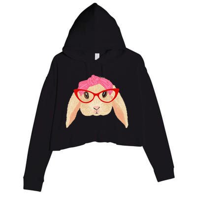 Cute Hipster Easter Bunny For Twins Siblings Crop Fleece Hoodie