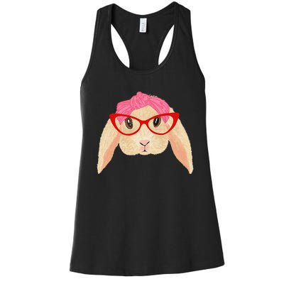 Cute Hipster Easter Bunny For Twins Siblings Women's Racerback Tank