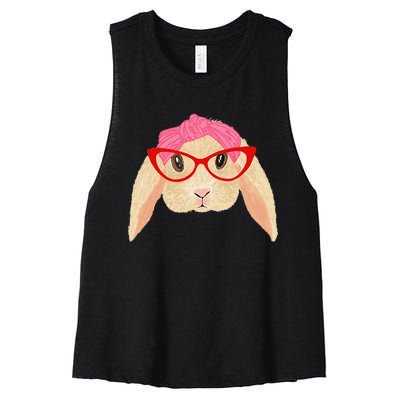 Cute Hipster Easter Bunny For Twins Siblings Women's Racerback Cropped Tank