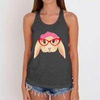 Cute Hipster Easter Bunny For Twins Siblings Women's Knotted Racerback Tank