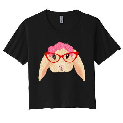 Cute Hipster Easter Bunny For Twins Siblings Women's Crop Top Tee