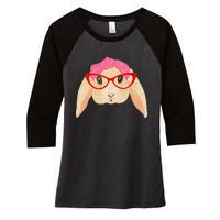 Cute Hipster Easter Bunny For Twins Siblings Women's Tri-Blend 3/4-Sleeve Raglan Shirt