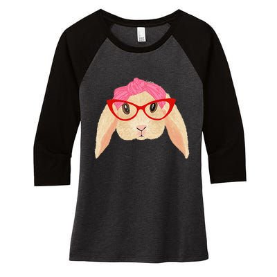 Cute Hipster Easter Bunny For Twins Siblings Women's Tri-Blend 3/4-Sleeve Raglan Shirt