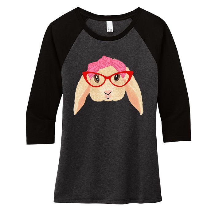 Cute Hipster Easter Bunny For Twins Siblings Women's Tri-Blend 3/4-Sleeve Raglan Shirt